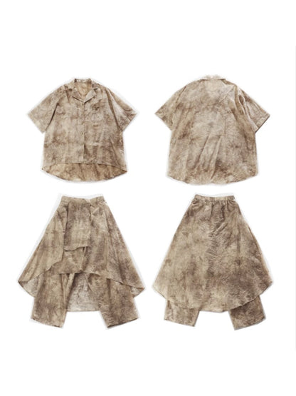 Jacquard Retro Chinese Style Loose Shirt & Pants Skirt Set Up【s0000002978】
