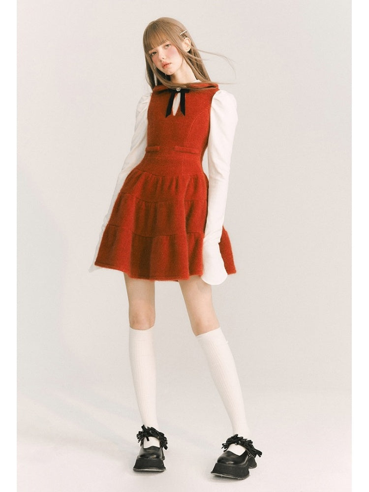 Doll Collar Sleeveless Ribbon Tiered Dress【s0000003862】