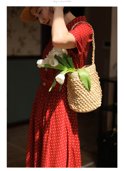 Red Polka Dot Pattern Retro Dress