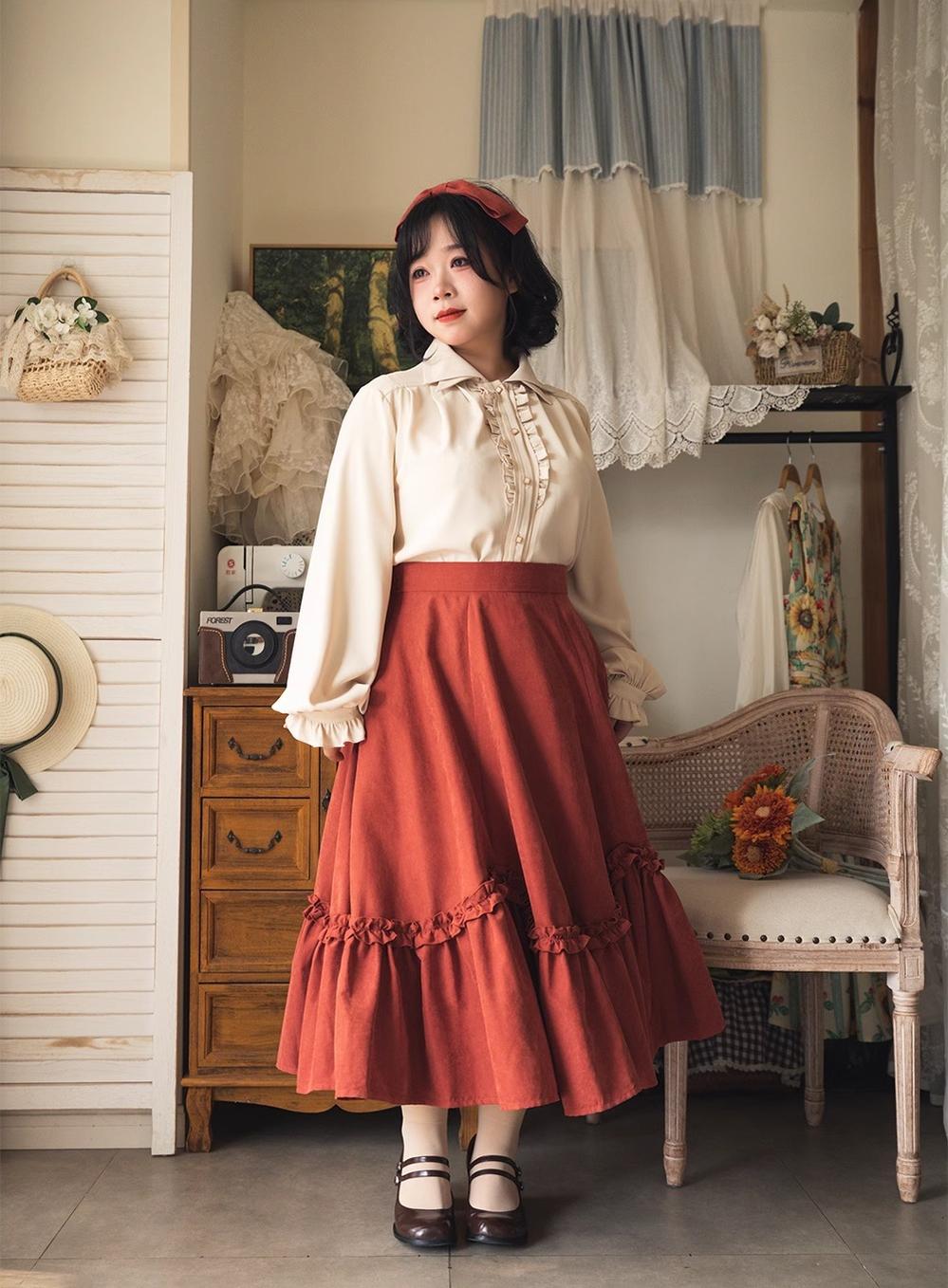 Forest Wardrobe - Forest Basket - Elegant Lolita Skirt Retro Classic Petal Swing Skirt
