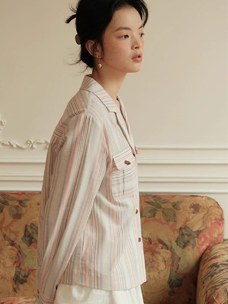 Suit collar Loose pocket Shirt【s0000007496】