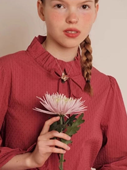 Textured Blush Plum Long Sleeve Shirt【s0000006464】