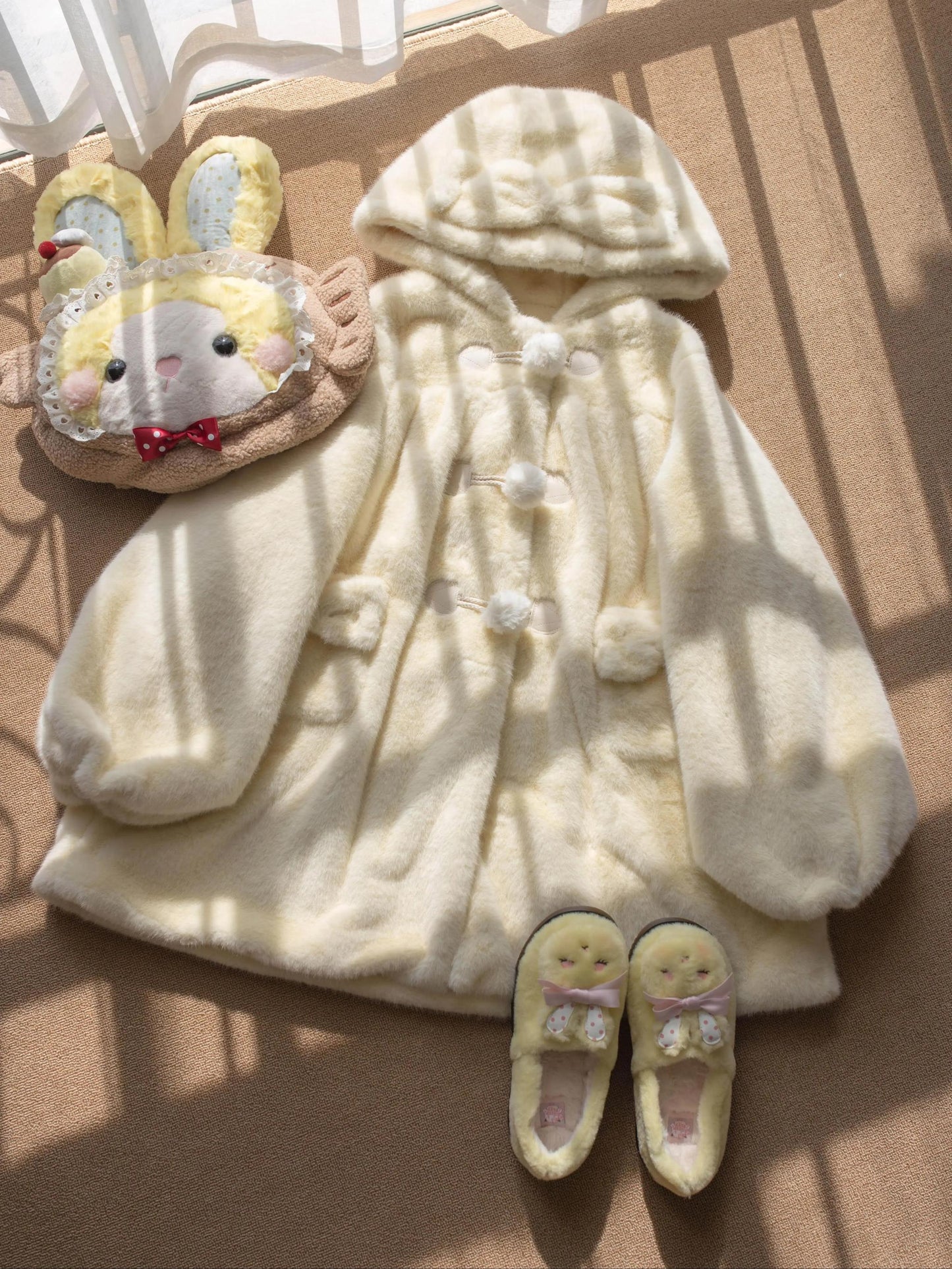 MIST - Cream Cheese - Winter Kawaii Lolita Overcoat Thickened Hooded Loose Outwear