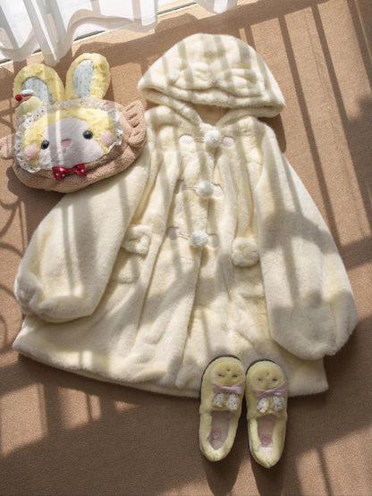 MIST - Cream Cheese - Winter Kawaii Lolita Overcoat Thickened Hooded Loose Outwear