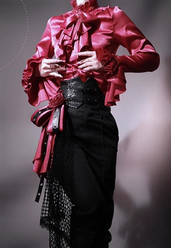 Forest Fluorescent Carps - Rose Countess - Ouji Lolita Pants Suit Prince Coat Elegant Shirt Trailing