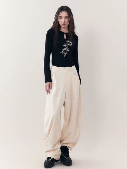 Loose Lazy Cocoon Straight Wide Leg Casual Pants【s0000006391】