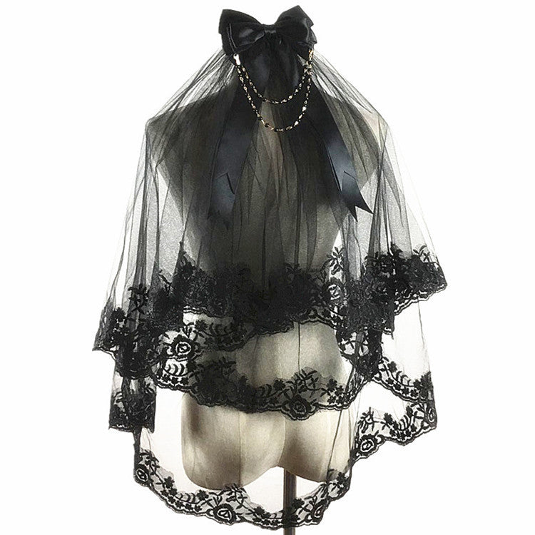 Xuwen Alice - Gothic Retro Lace Double Layers Lolita Veil