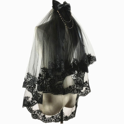 Xuwen Alice - Gothic Retro Lace Double Layers Lolita Veil