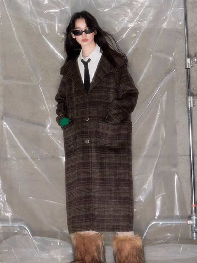 Plaid Hooded Reversible Tweed Coat【s0000005634】