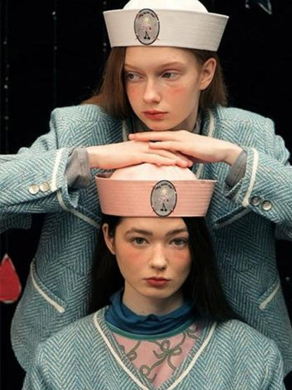 Herringbone pattern wool tweed jacket【s0000005949】