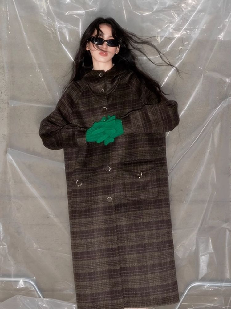 Plaid Hooded Reversible Tweed Coat【s0000005634】