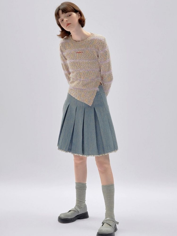 Contrast Color Knitted Sweater【s0000003360】