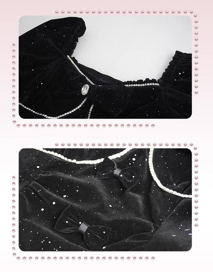 Yingtang - Plus Size Lolita Dress Velvet Long Sleeve