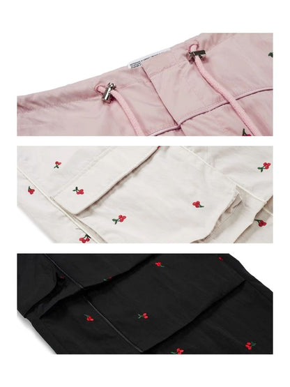 Small cherry embroidered work pants【s0000006309】