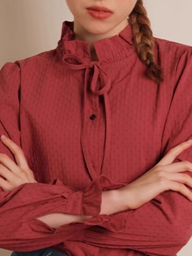 Textured Blush Plum Long Sleeve Shirt【s0000006464】