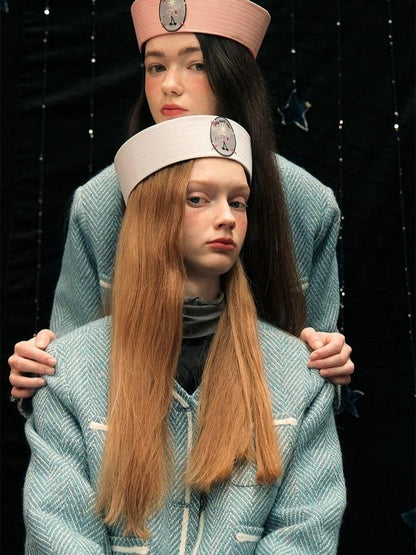 Herringbone pattern wool tweed jacket【s0000005949】