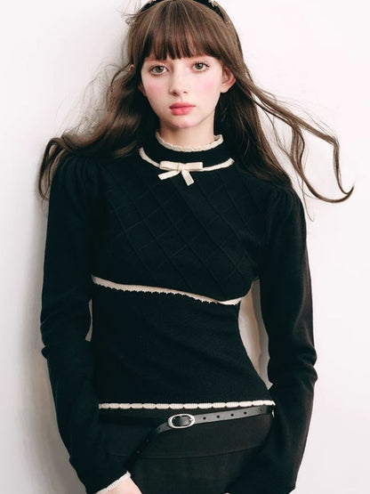 French Chambray Sweater Top Knit Bottoms【s0000004445】