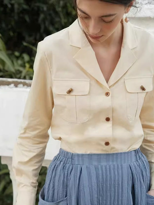 Suit Collar Loose Pocket Shirt【s0000007497】