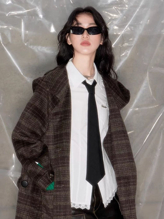 Plaid Hooded Reversible Tweed Coat【s0000005634】