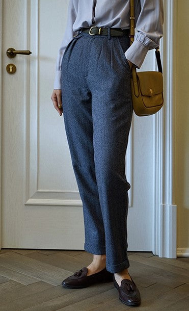 British lady's herringbone pants