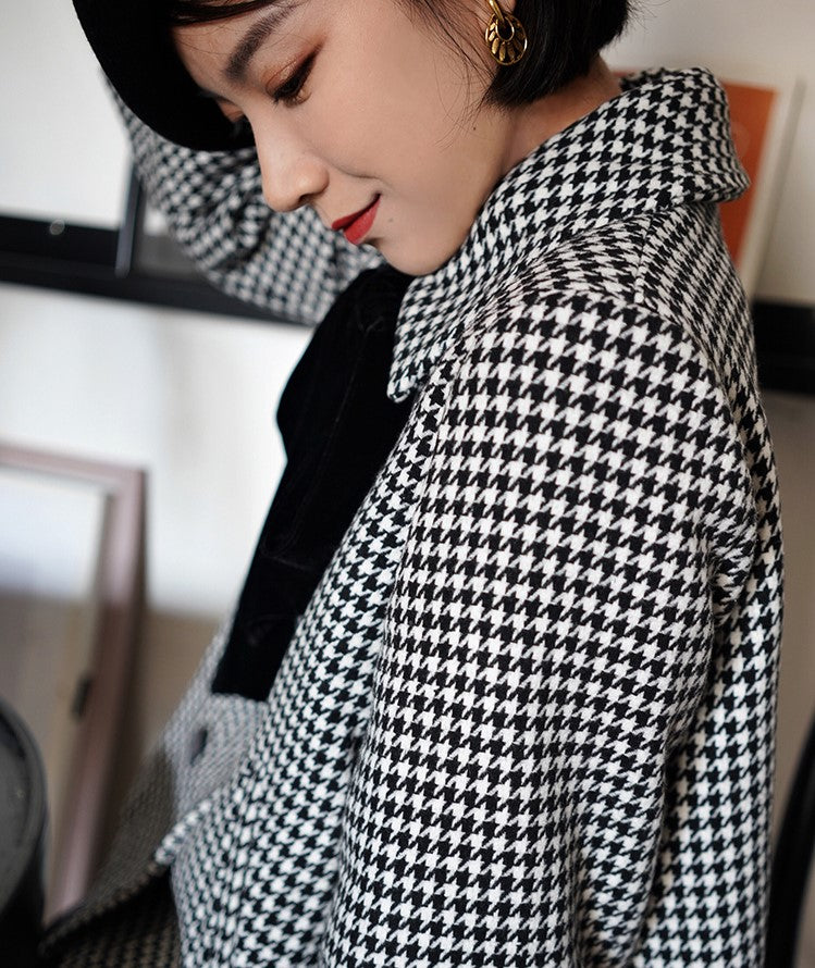 Houndstooth Plaid Classical Wool Jacket