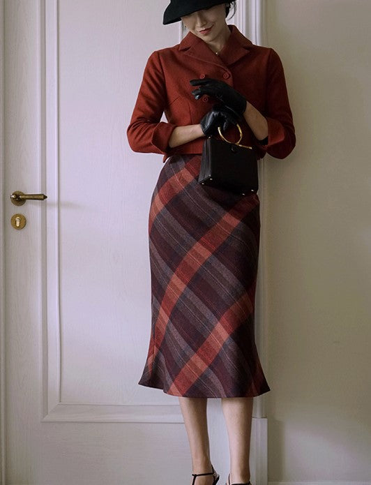 British plaid elegant skirt