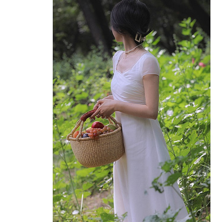 British lady's white vintage dress