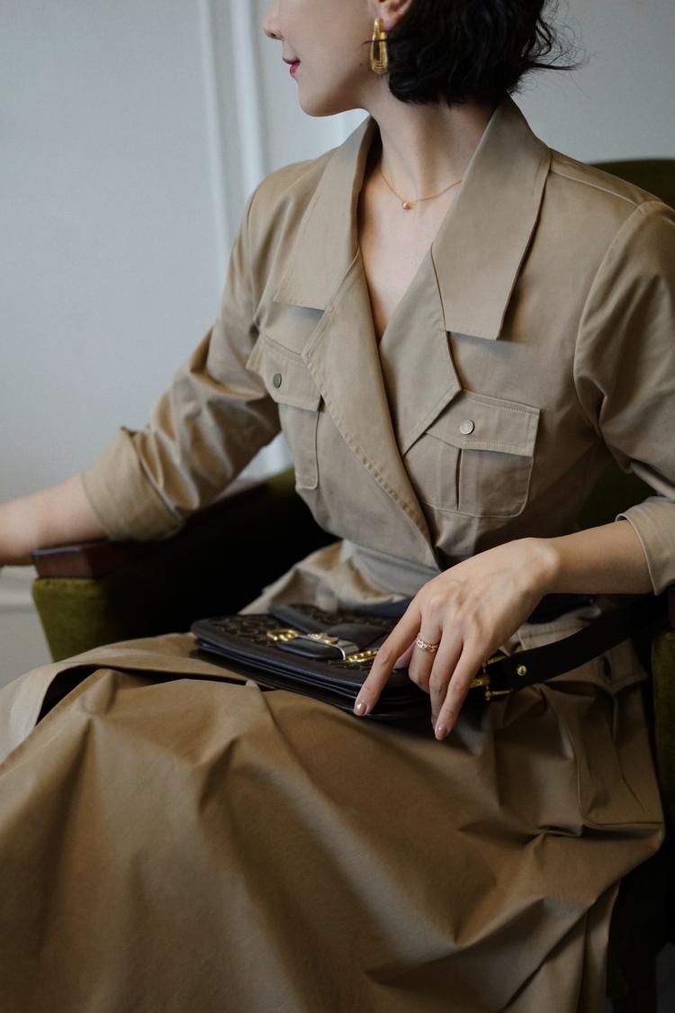 Western vintage khaki trench coat