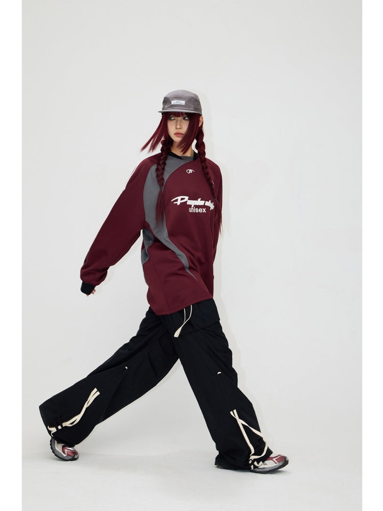 Football Contrast Color Splicing Embroidery Sweat【s0000004197】