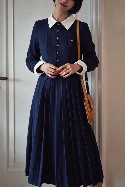 Navy blue classic dress