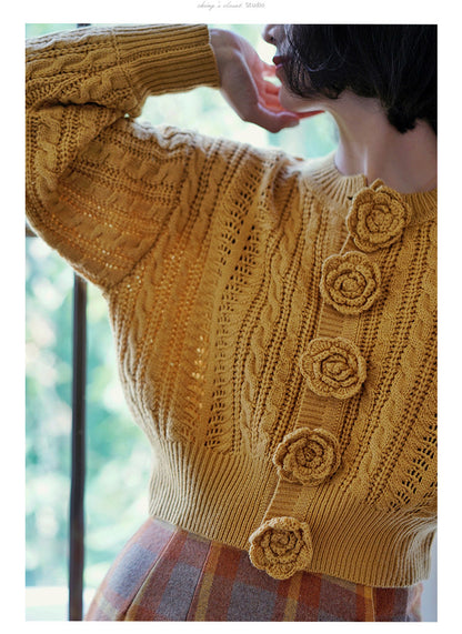 petal embroidery cardigan