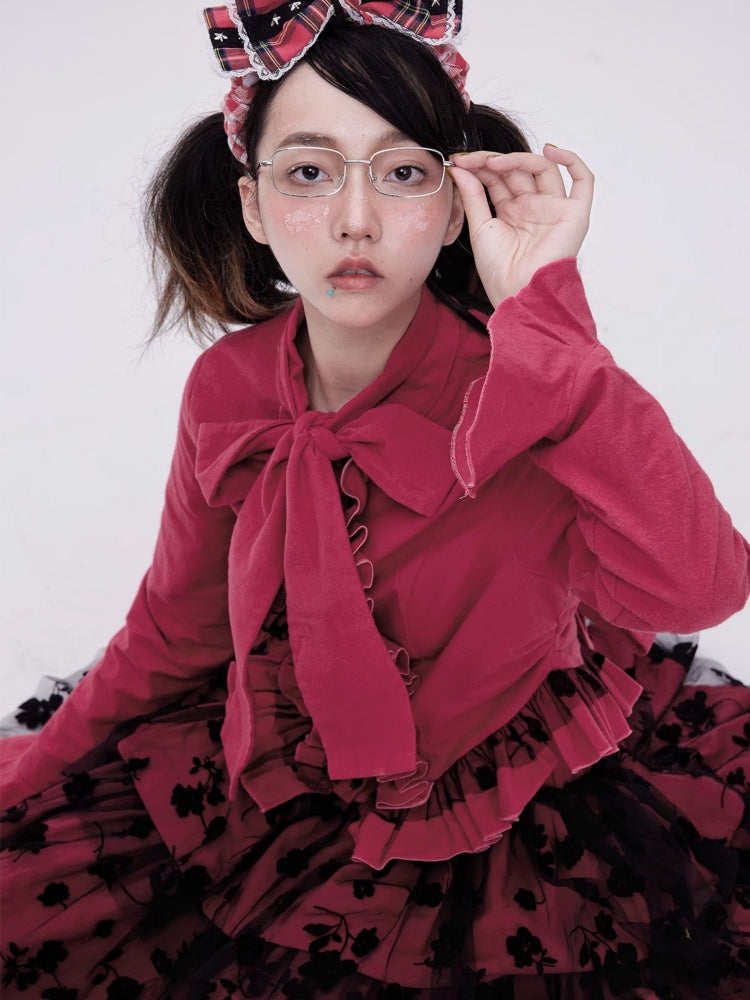 Showa Retro Sweet & Cute Bowknot Frilled Lolita Shirt【s0000003181】