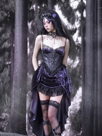 Gothic Velvet Lace Suspender Dress【s0000003866】