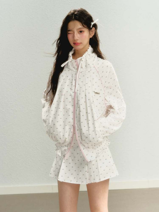 Girly Floral Sunshade Jacket Mini Skirt【s0000008055】