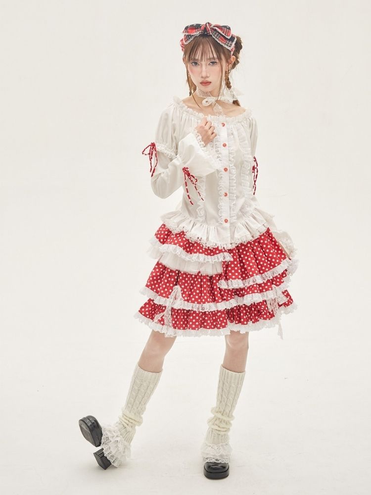 Ruffled Lace Blouse【s0000001876】