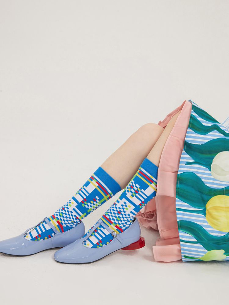 Deformed plaid socks【s0000002092】