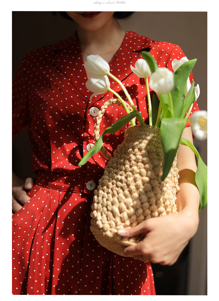 Red Polka Dot Pattern Retro Dress