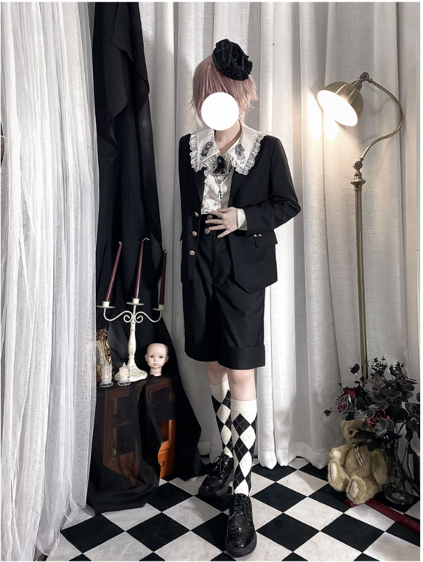 CastleToo - Corroding the Heart - Ouji Lolita Shirt Suspenders Shorts