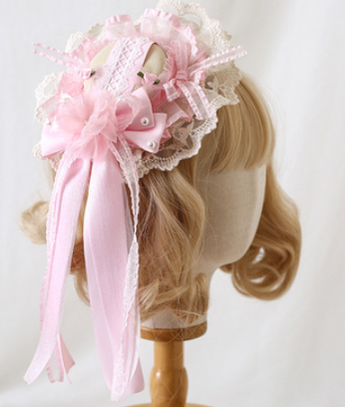 Xiaogui - Mood Limited Pink - Kawaii Lolita Lace Headdress Accessories