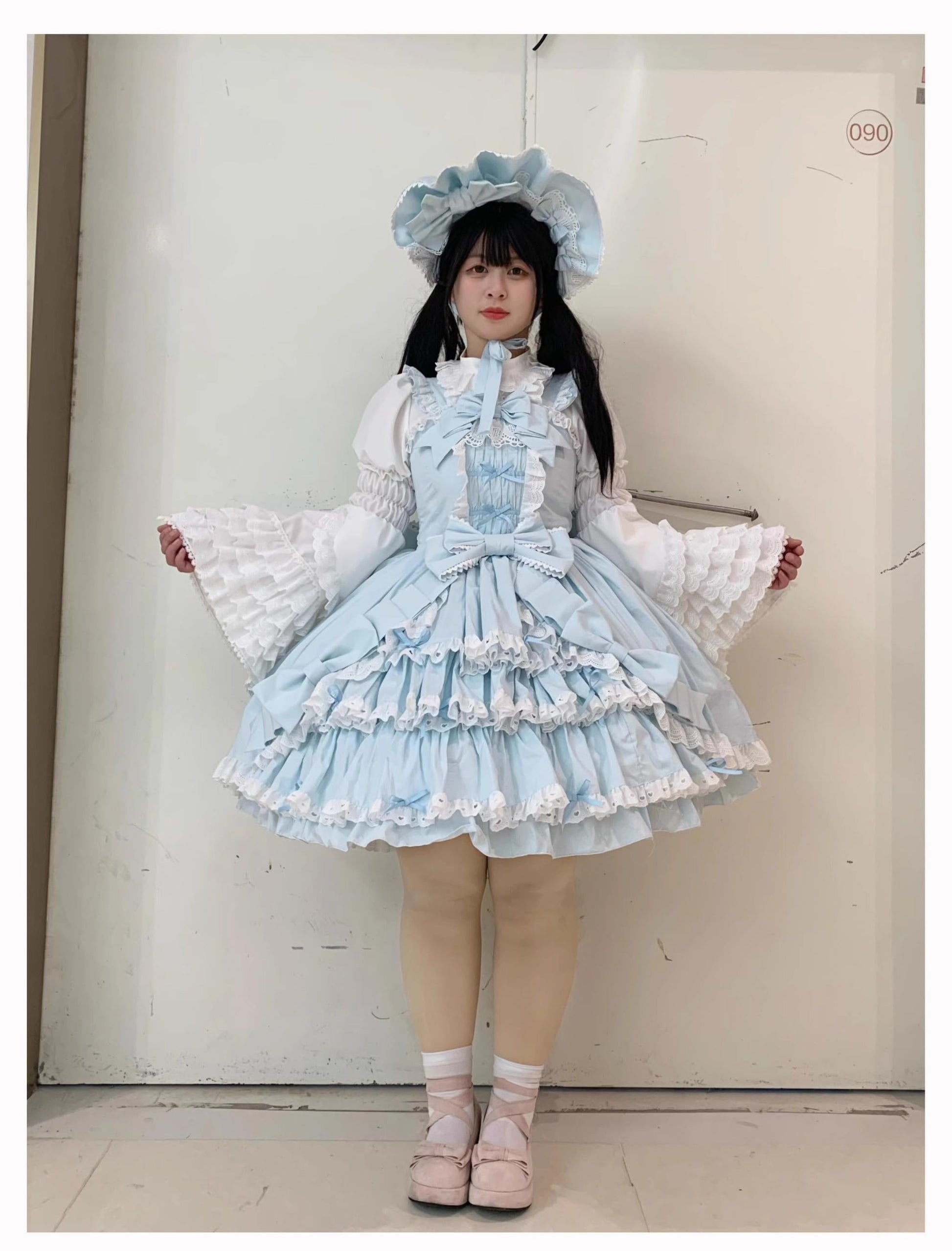Chubby Cat Diary - Gryza - Plus Size Princess Lolita JSK, Cotton Tiered Ruffles