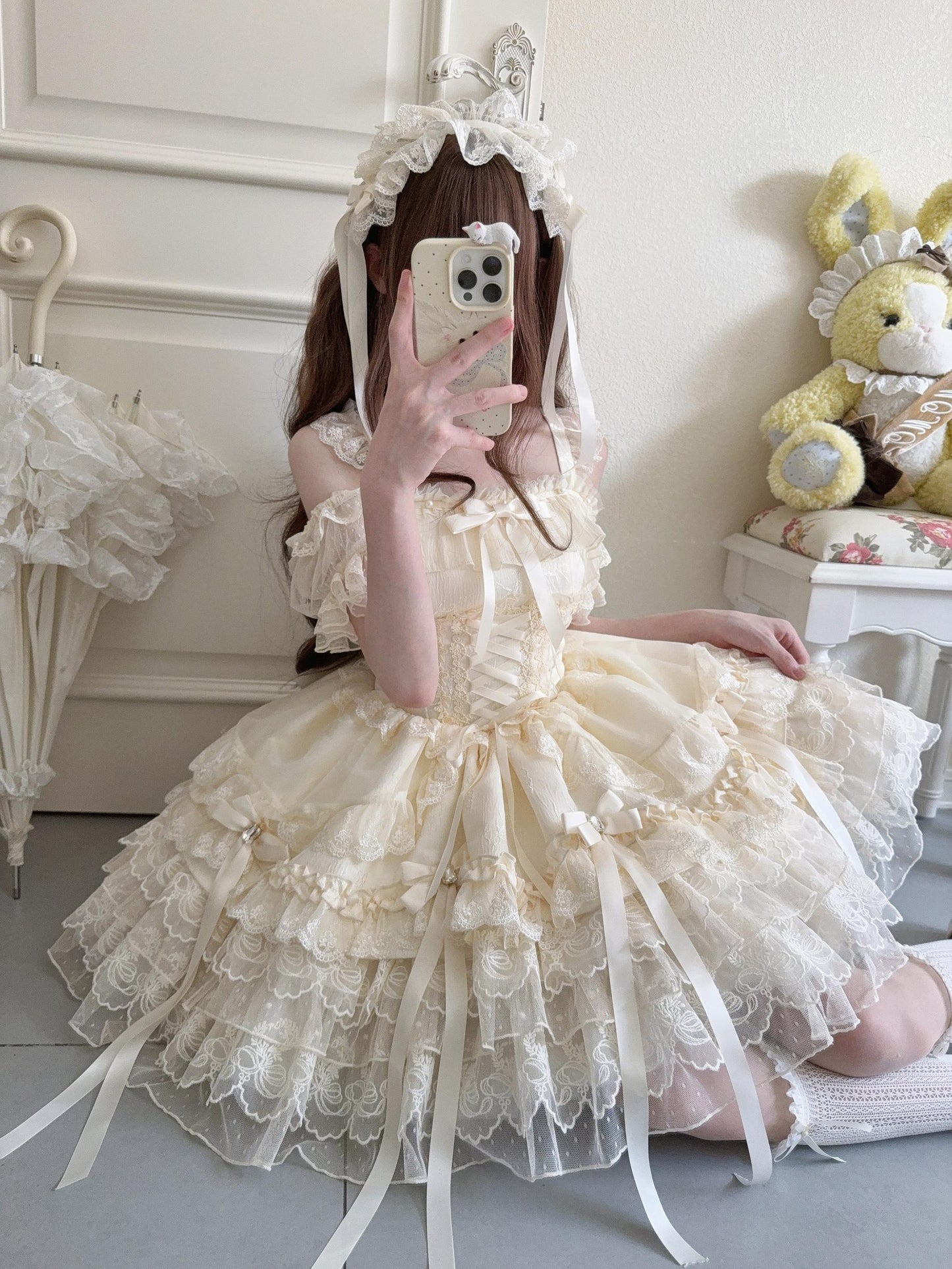 Sugar Girl - Ribbons of Love - Sweet Lolita JSK Dress, Tiered Ruffles