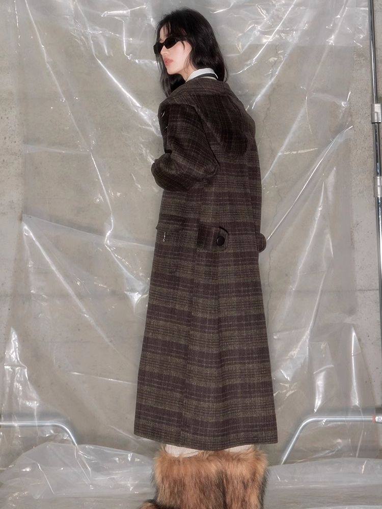 Plaid Hooded Reversible Tweed Coat【s0000005634】