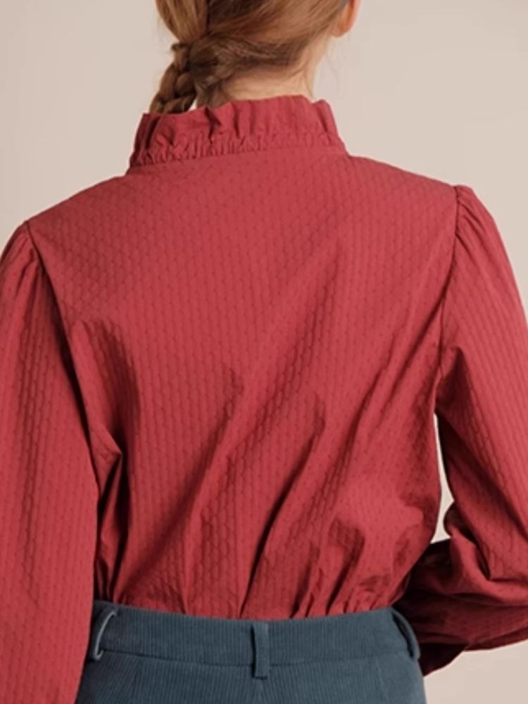 Textured Blush Plum Long Sleeve Shirt【s0000006464】