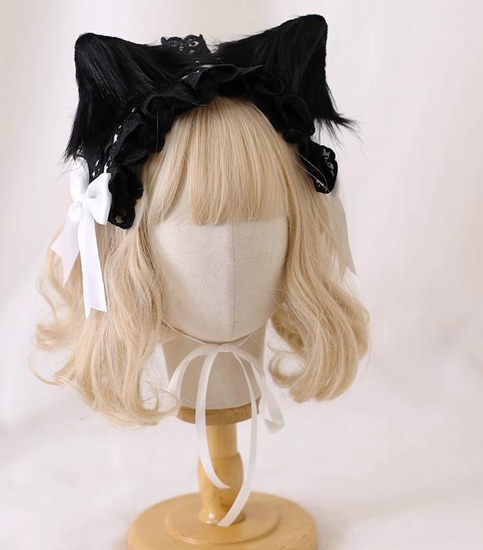 Xiaogui - Gothic Lolita Headband Cat Ear Hairpin