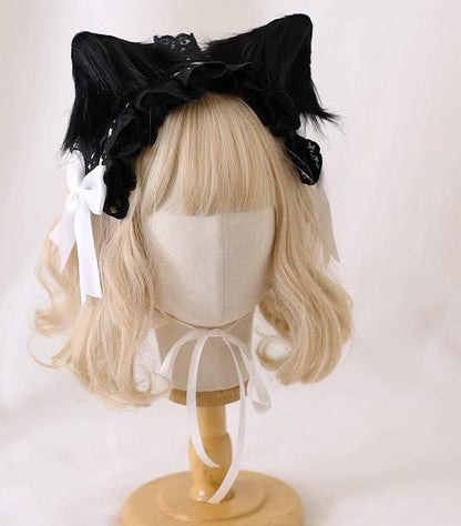 Xiaogui - Gothic Lolita Headband Cat Ear Hairpin