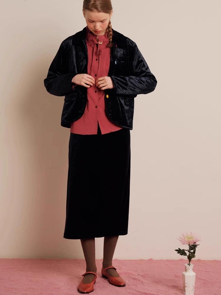 Textured Blush Plum Long Sleeve Shirt【s0000006464】