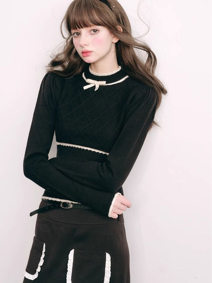 French Chambray Sweater Top Knit Bottoms【s0000004445】