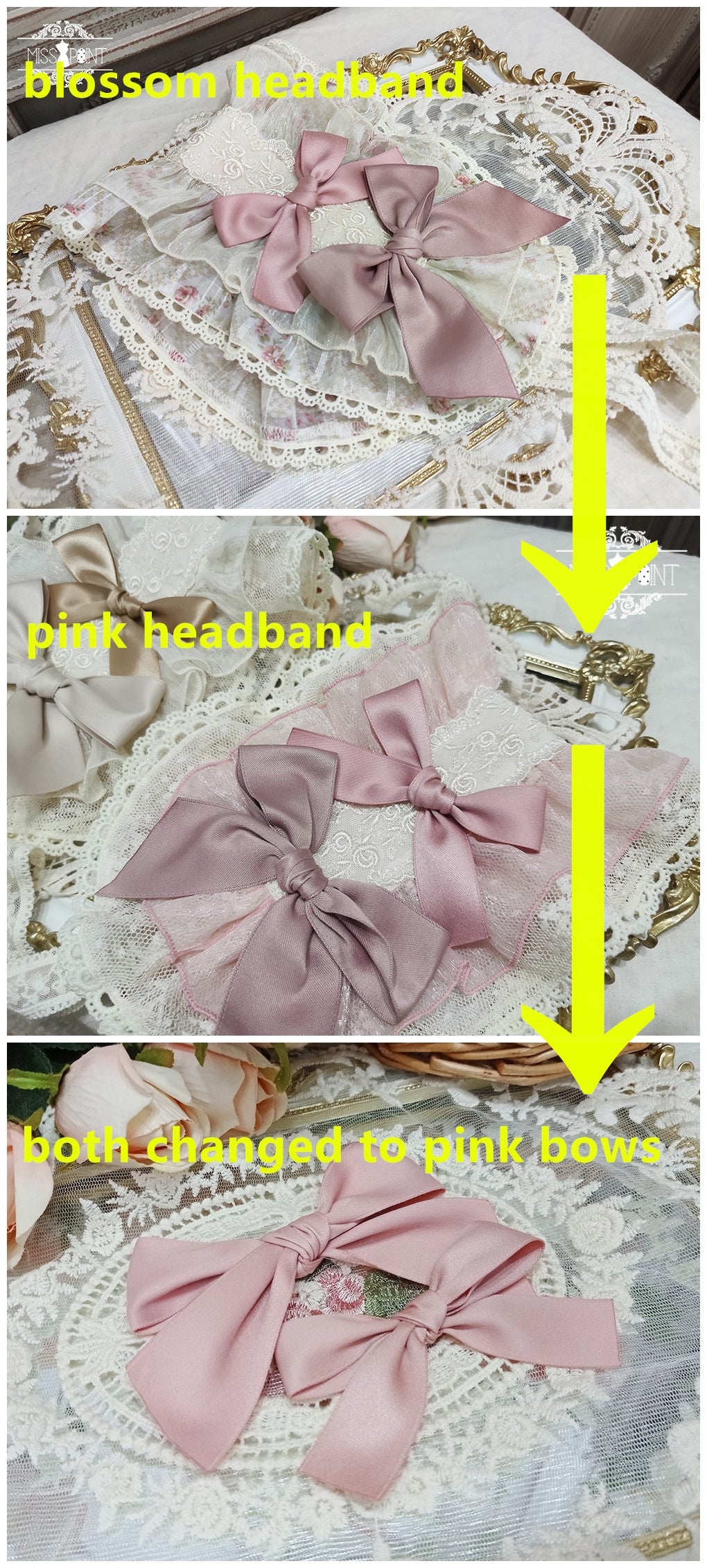 Miss Point - Woody Rose - Lolita Headband Flower Brooch