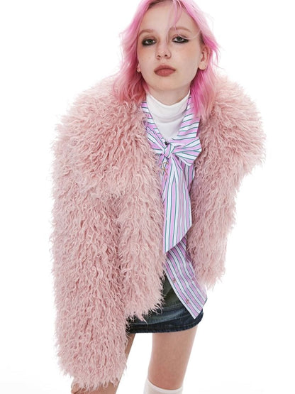 Stripe Pink Green Embroidered Shirt【s0000004971】