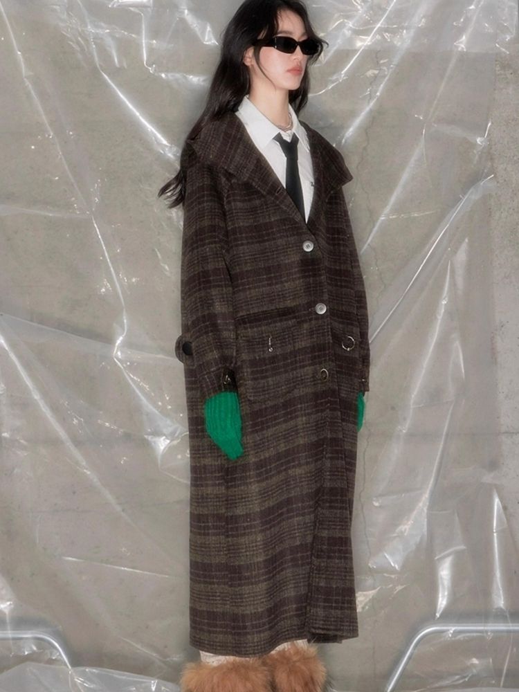 Plaid Hooded Reversible Tweed Coat【s0000005634】